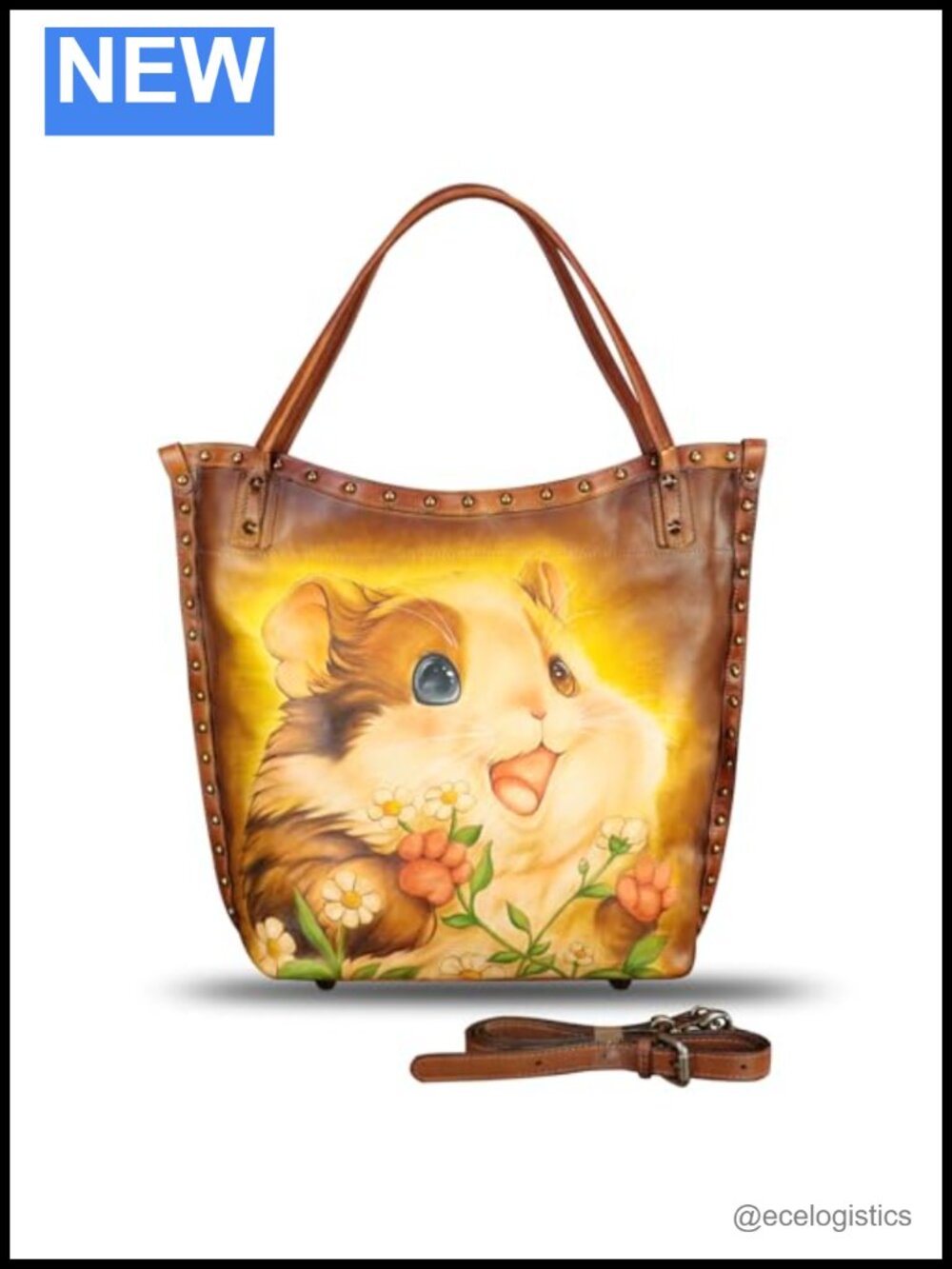 Genuine Leather Hand Painted Satchel Handbag Purse Crossbody Work Tote